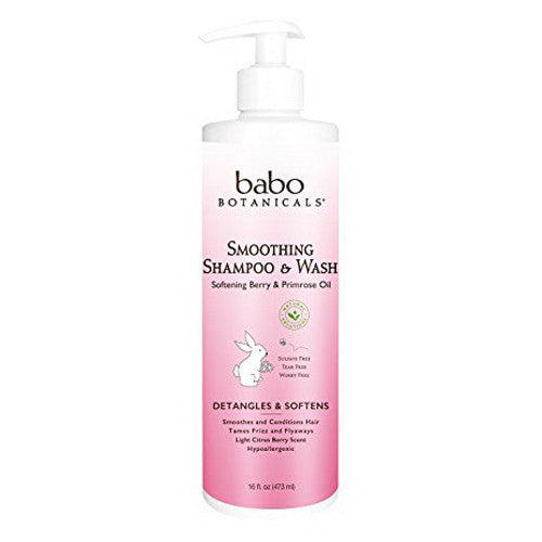 Babo Botanicals Smoothing Shampoo And Wash, Softening Berry and Primrose Oil, 16 Oz